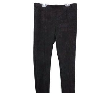 NWOT Andrew Marc Black Faux Suede Pull-on Slim Straight Ankle Crop Pants Size S
